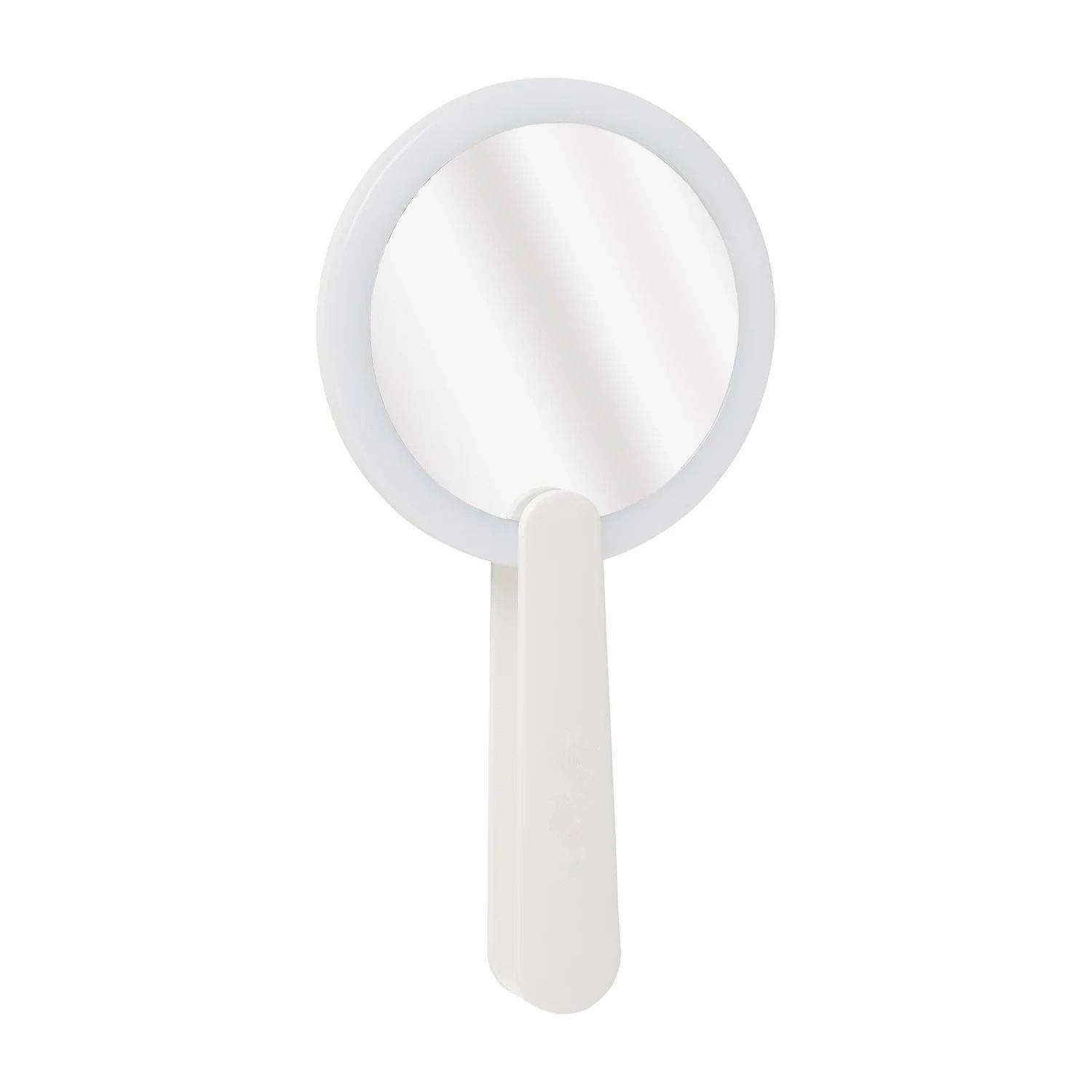 LED Hand Spiegel Reise Make-Up Spiegel mit LED Licht Mini Kosmetik Spiegel mit Swivel Faltbare Griff Weiß