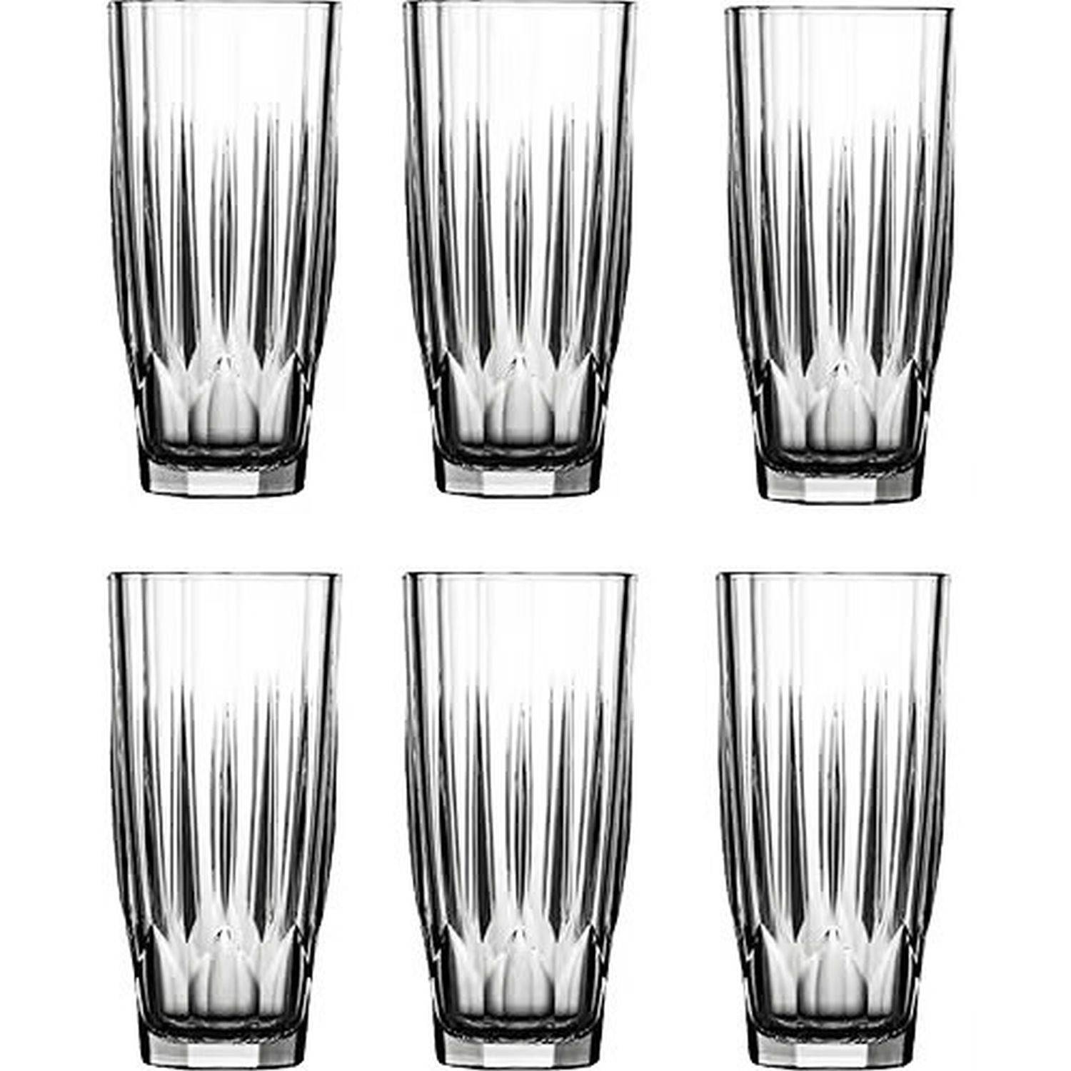 6er Set Pasabahce Longdrinkgläser Dajar Glas Diamond Gläser-Set transparent