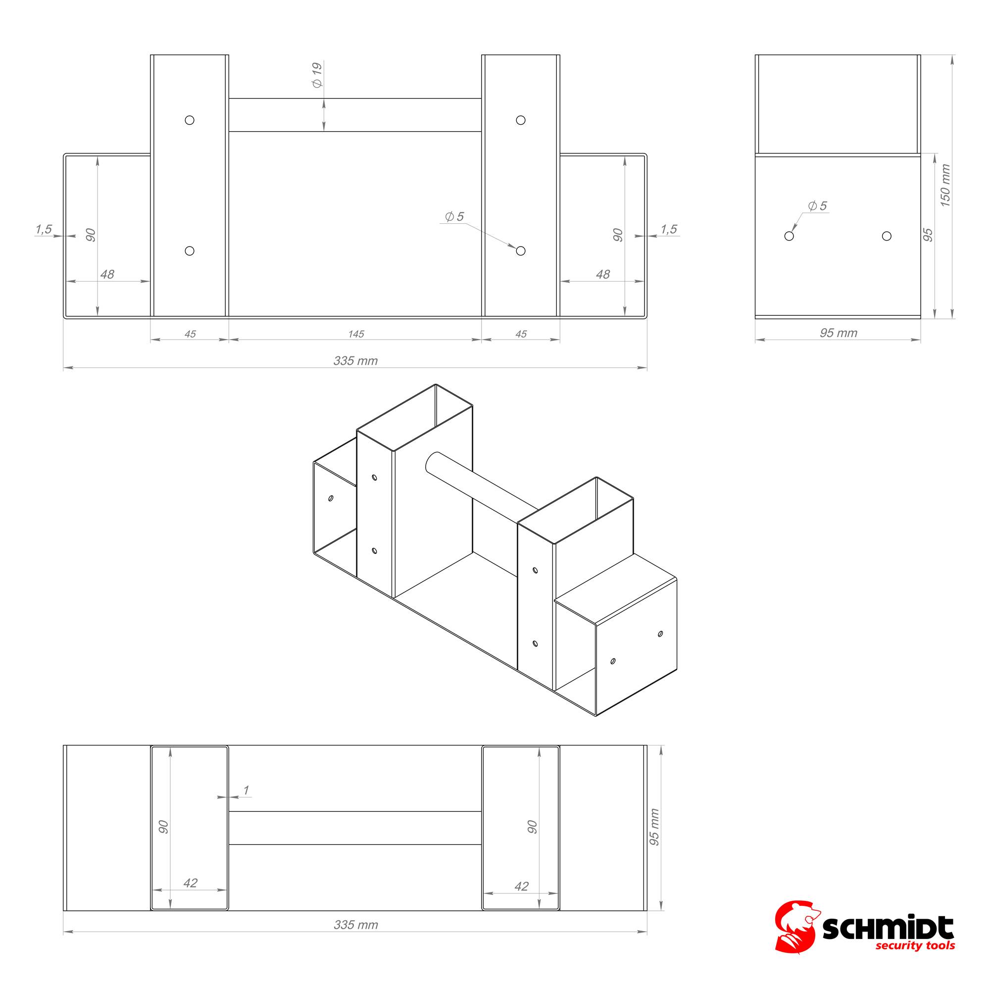 SCHMIDT security tools Holzstapelhilfe für Kaminholz 33,5x9,5x15cm Brennholz Stapelhilfe Brennholzregal Holzunterstand Holz-Regal