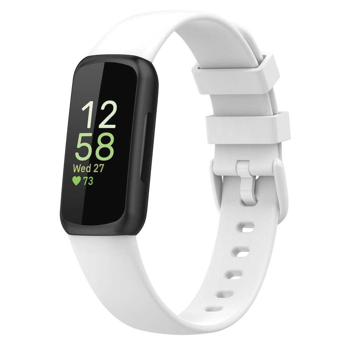 Für Fitbit Inspire 3 Einfarbiges Silikon Uhrenarmband in der Größe L Weiß Ersatz Armband Smart Uhr