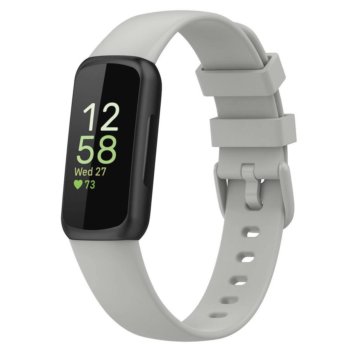 Für Fitbit Inspire 3 Einfarbiges Silikon Uhrenarmband in der Größe L Grau Ersatz Armband Smart Uhr