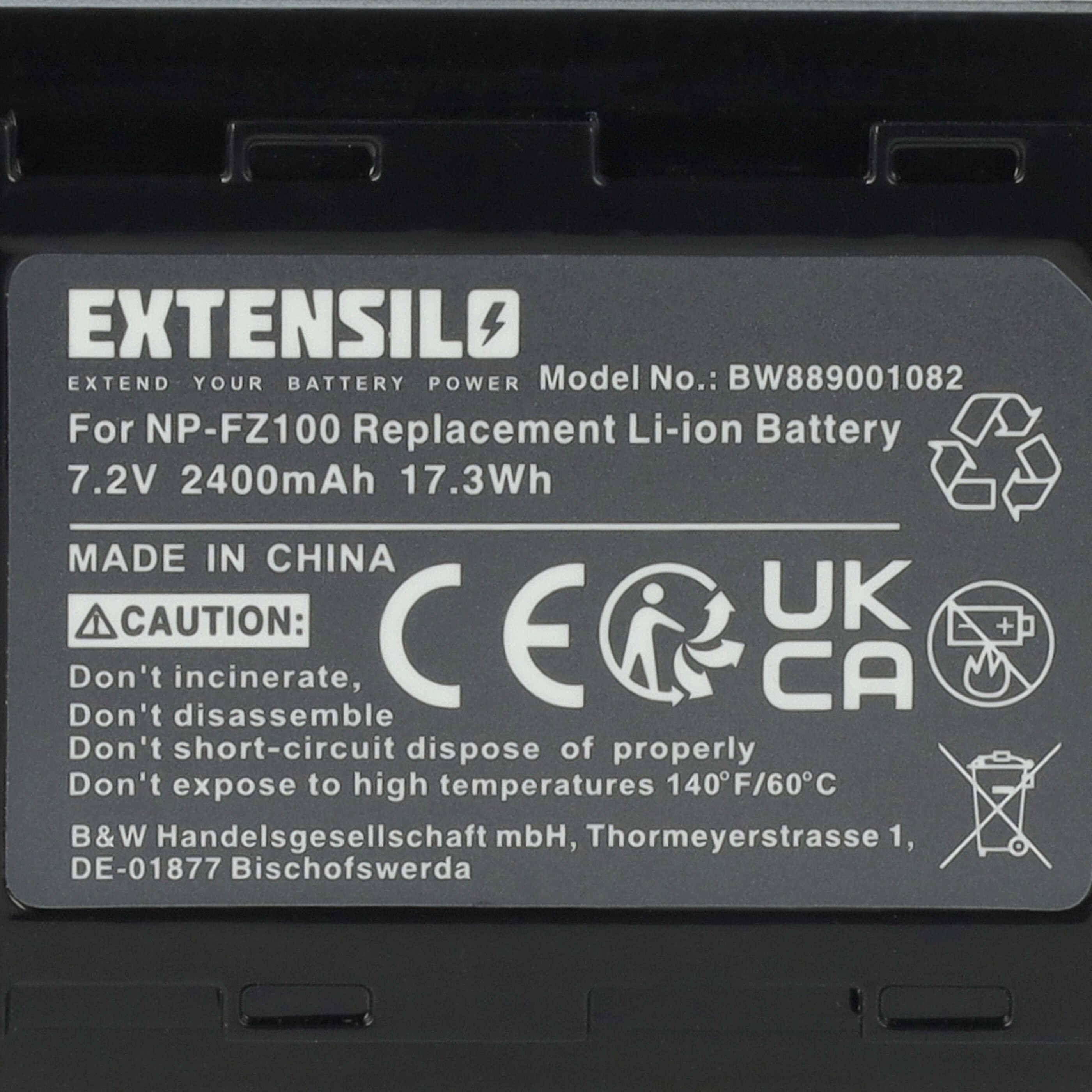 EXTENSILO 3x Akku kompatibel mit Sony Alpha ILCE-7RM3, ILCE-7M4, ILCE-7RM4, ILCE-7M3, ILCE-7M3K, ILCE-7M5 Kamera (2400 mAh, 7,2 V, Li-Ion)