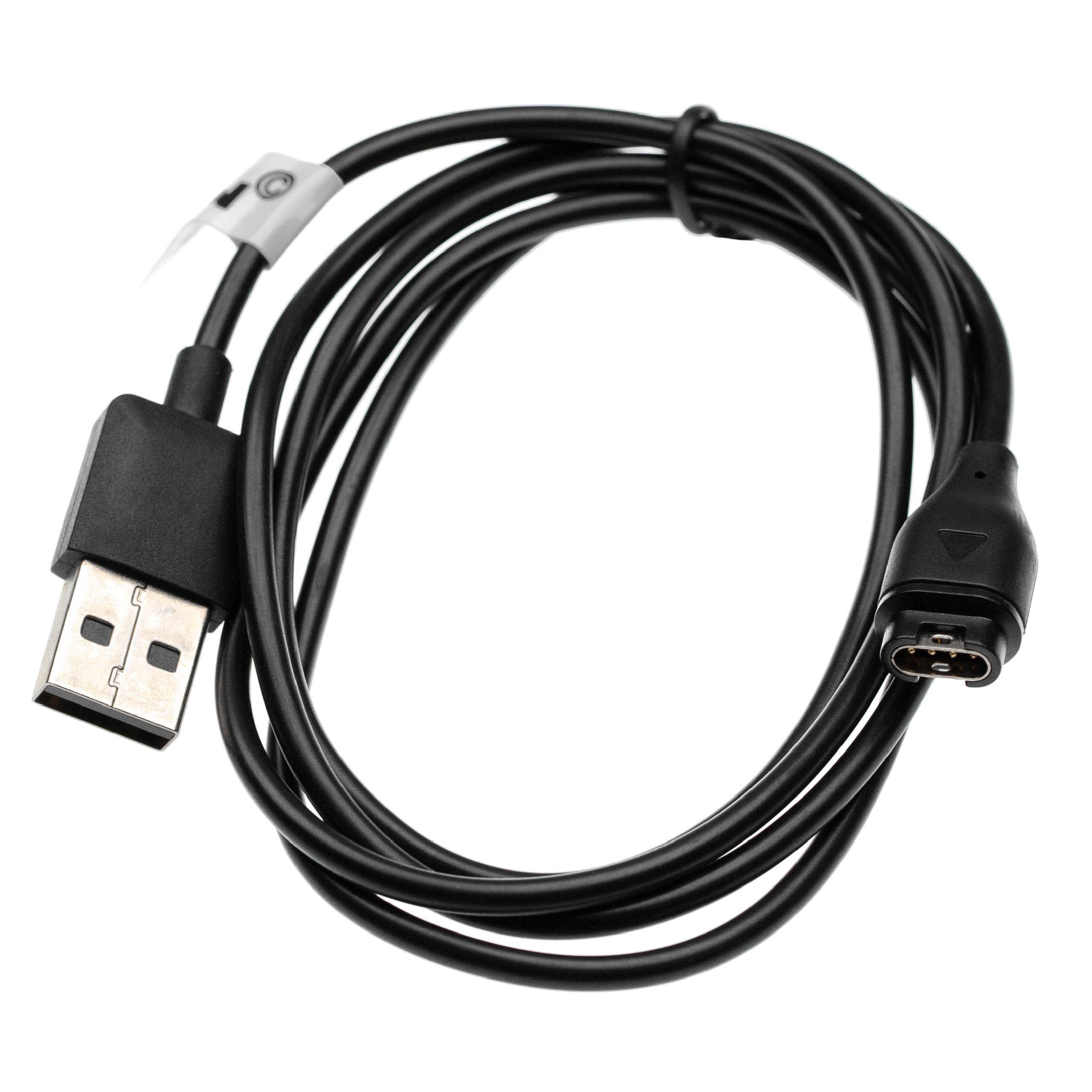 vhbw USB Ladekabel kompatibel mit Garmin Forerunner 645, 245, 45 S, 45, 245 M Smartwatch, Fitnesstracker - Ladestation Schwarz, 100 cm