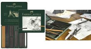 FABER-CASTELL PITT CHARCOAL Set, 24-teiliges Etui Sortiment an natürlichen Zeichenkohle-Sticks und