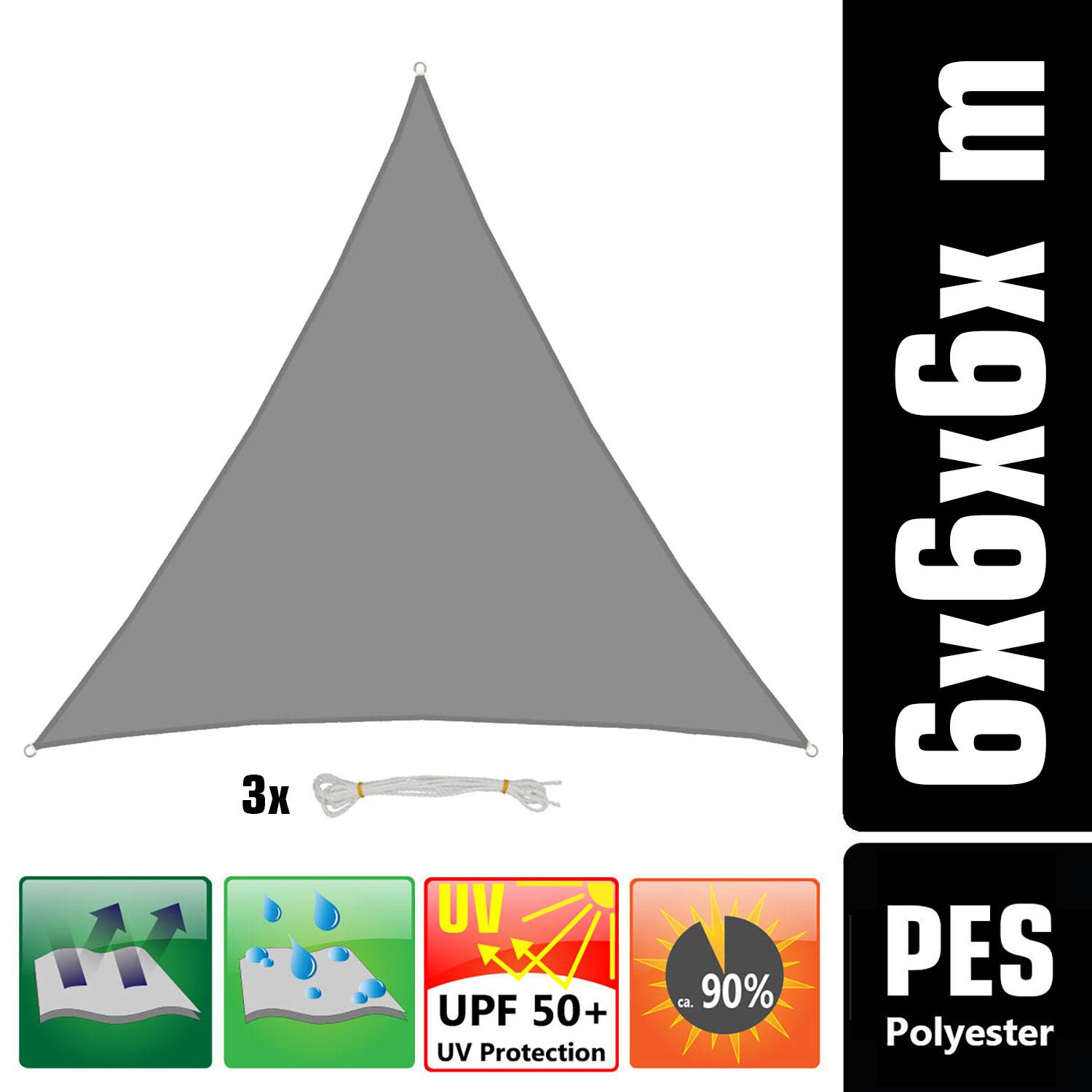 6x6x6 Sonnensegel Dreieckig Wasserdicht - Sonnensegel Dreieck Terrasse Garten