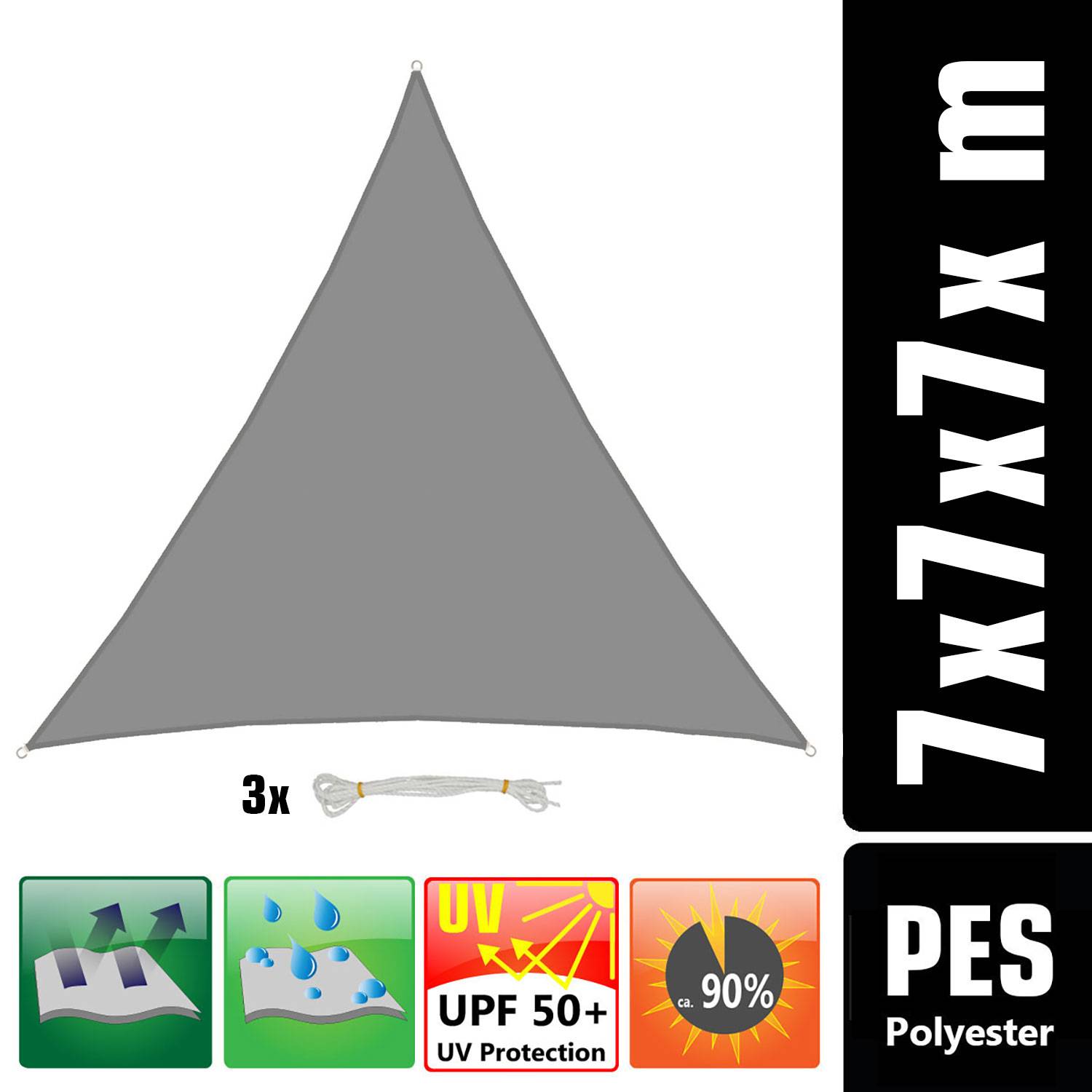 7x7x7 Sonnensegel Dreieckig Wasserdicht - Sonnensegel Dreieck Terrasse Garten