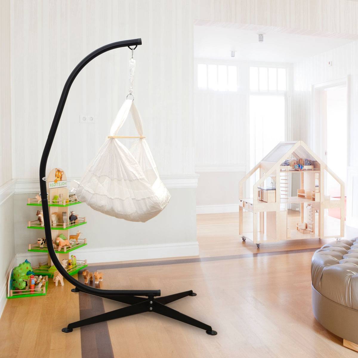 Komplettset Babywiege mit Gestell - Federwiege bis 15kg - Ständer 205cm