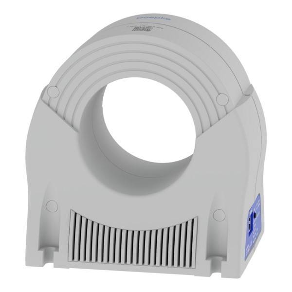 Elektromotor-Kühlventilatorgehäuse mit einer kreisförmigen Öffnung und belüfteter Basis, entwickelt für effiziente Luftzirkulation und Temperaturkontrolle.