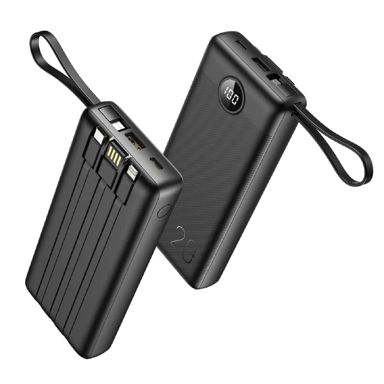 VEGER Powerbank C20 - 20 000mAh (Micro + Typ C + iPhone) schnelles Aufladen Schwarz (W2047)