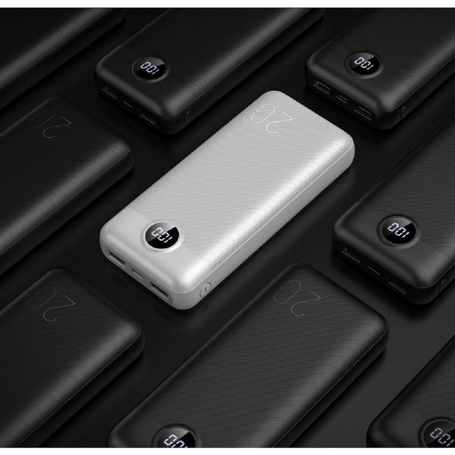 VEGER Powerbank L20S - 20W 20 000mAh LCD Quick Charge PD Micro-USB, USB-C und zwei USB-A Weiß (VP2039PD / W2039PD )