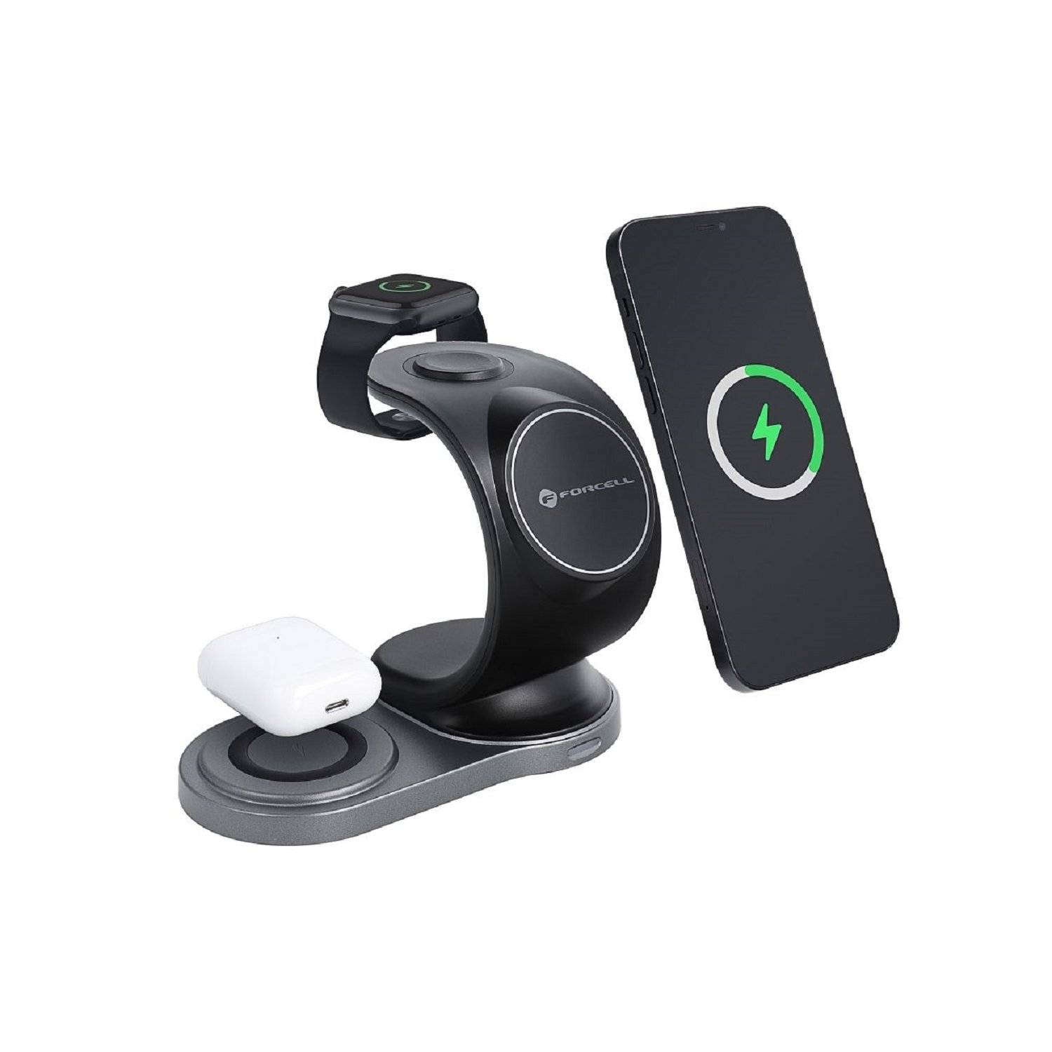 FORCELL Wireless drahtloses Ladegerät 3in115W Segel Mag Ladegerät Unterstützung MagSafe Schwarz