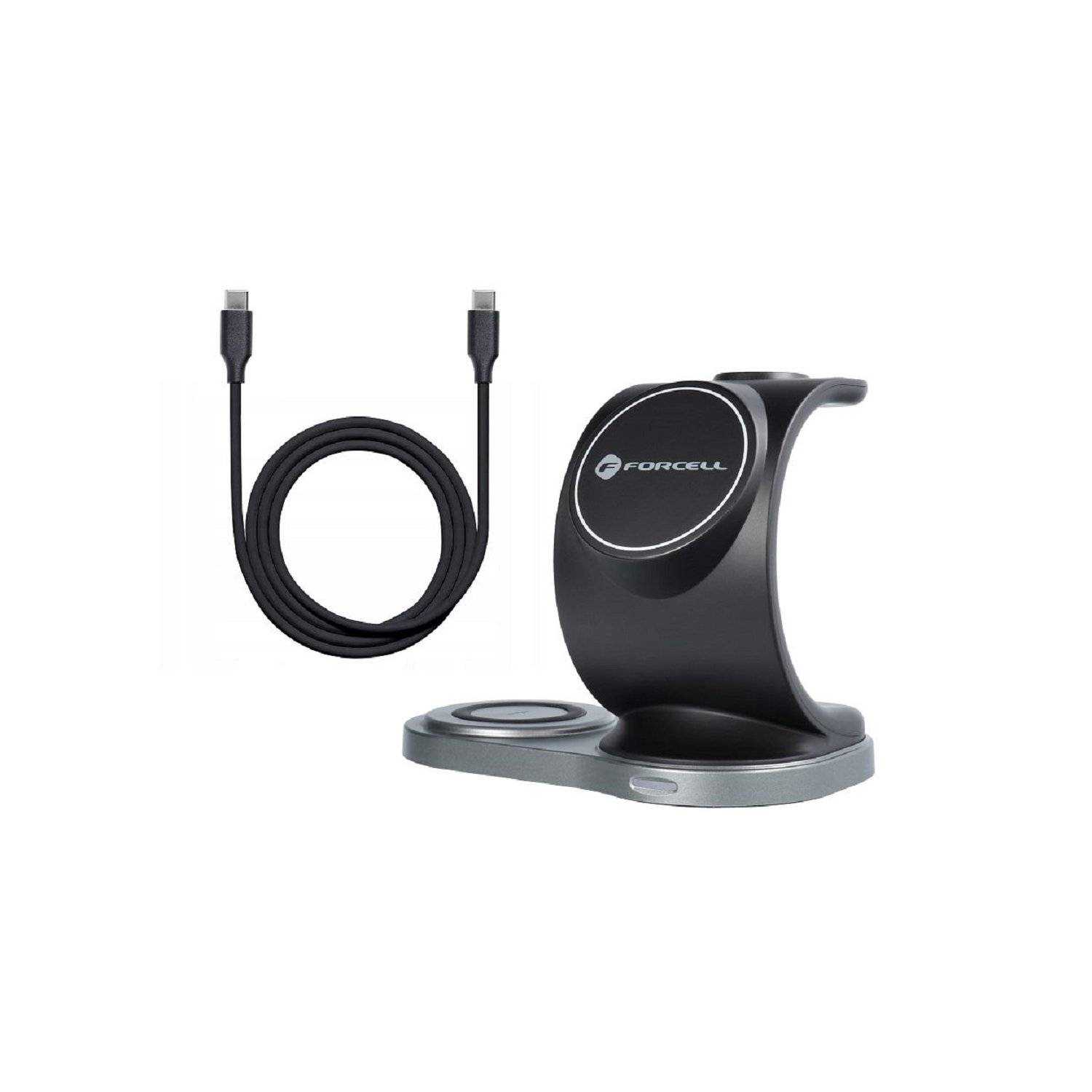 FORCELL Wireless drahtloses Ladegerät 3in115W Segel Mag Ladegerät Unterstützung MagSafe Schwarz