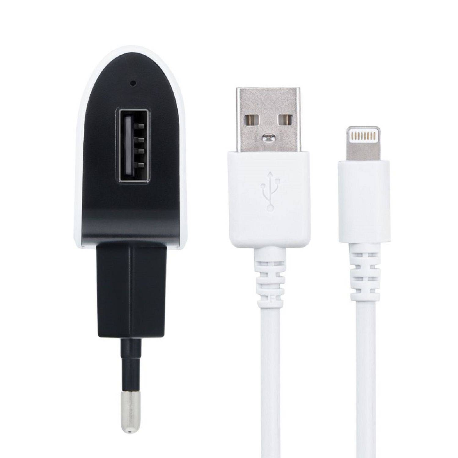 Forcell NETZ-Ladegerät für iPhone-Anschluss 8-pin Wandladegerät Überhitzung und Stoßspannungen geschützt Weiß