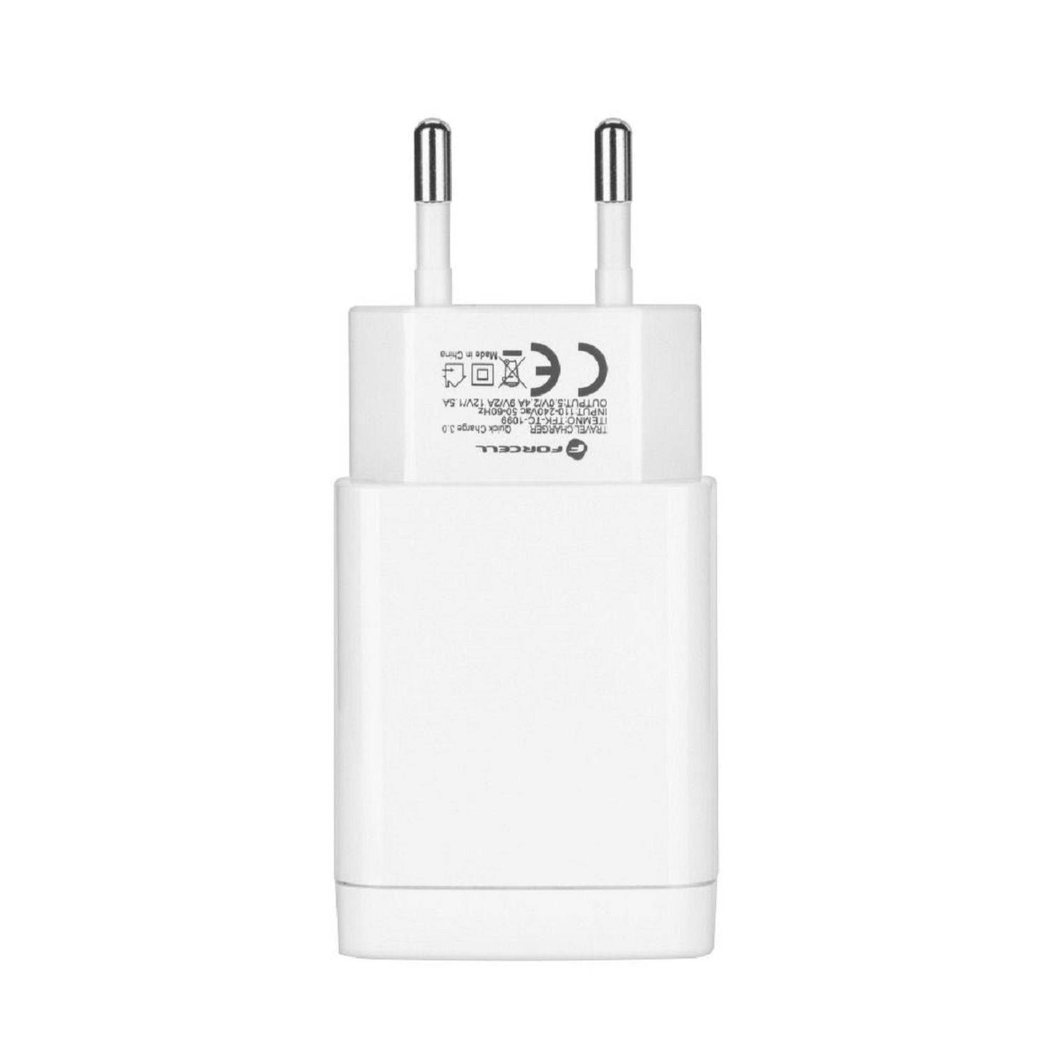 Forcell NETZ-Ladegerät 2A mit USB Stecker und Quick Charge 3.0 Funktion Überhitzung und Überspannungen Weiß