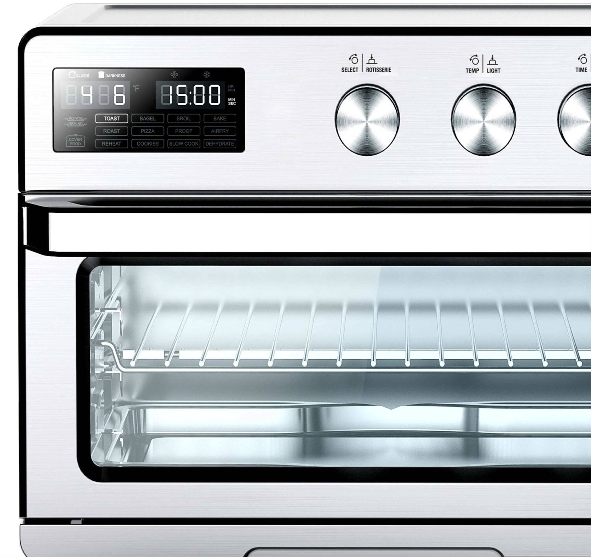 TurboTronic digitaler Heißluftofen - XXL 32 Liter mit Drehspieß für Hähnchen 5 in1 Mini Backofen, Dörrer & Power Heißluftfritteuse Airfryer ab 2