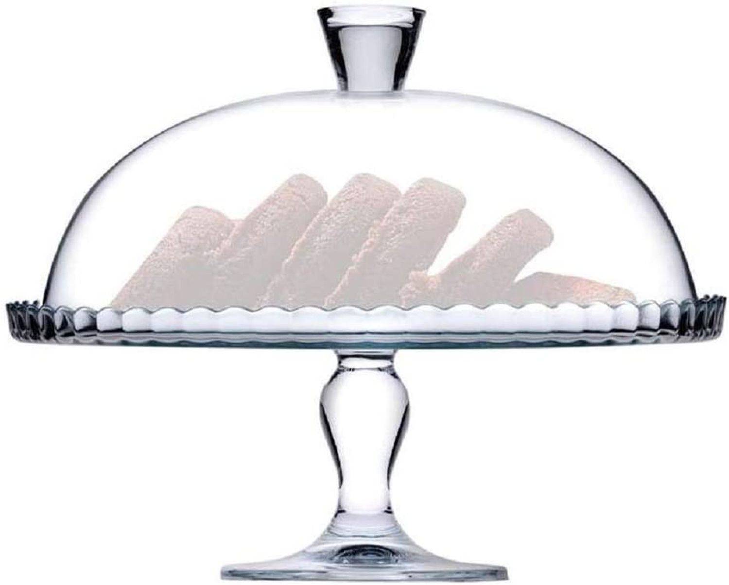 Kuchenteller mit Kuppelfuß, Gebäckserviceständer, breite Glasservierung, Dessert, Cupcake, Kekse mit Deckel