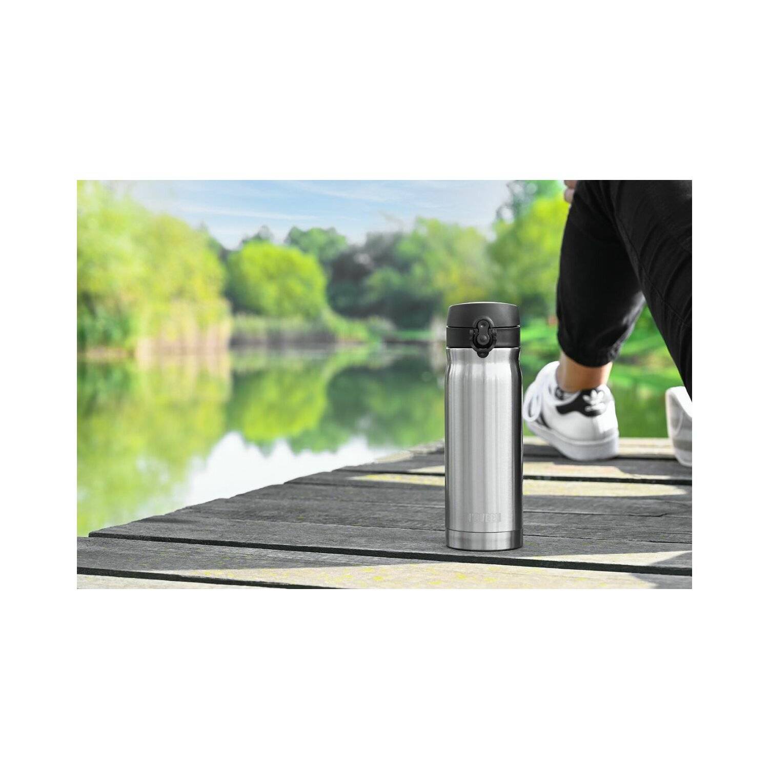 Glänzende Edelstahlflasche | 400 ml, Silber