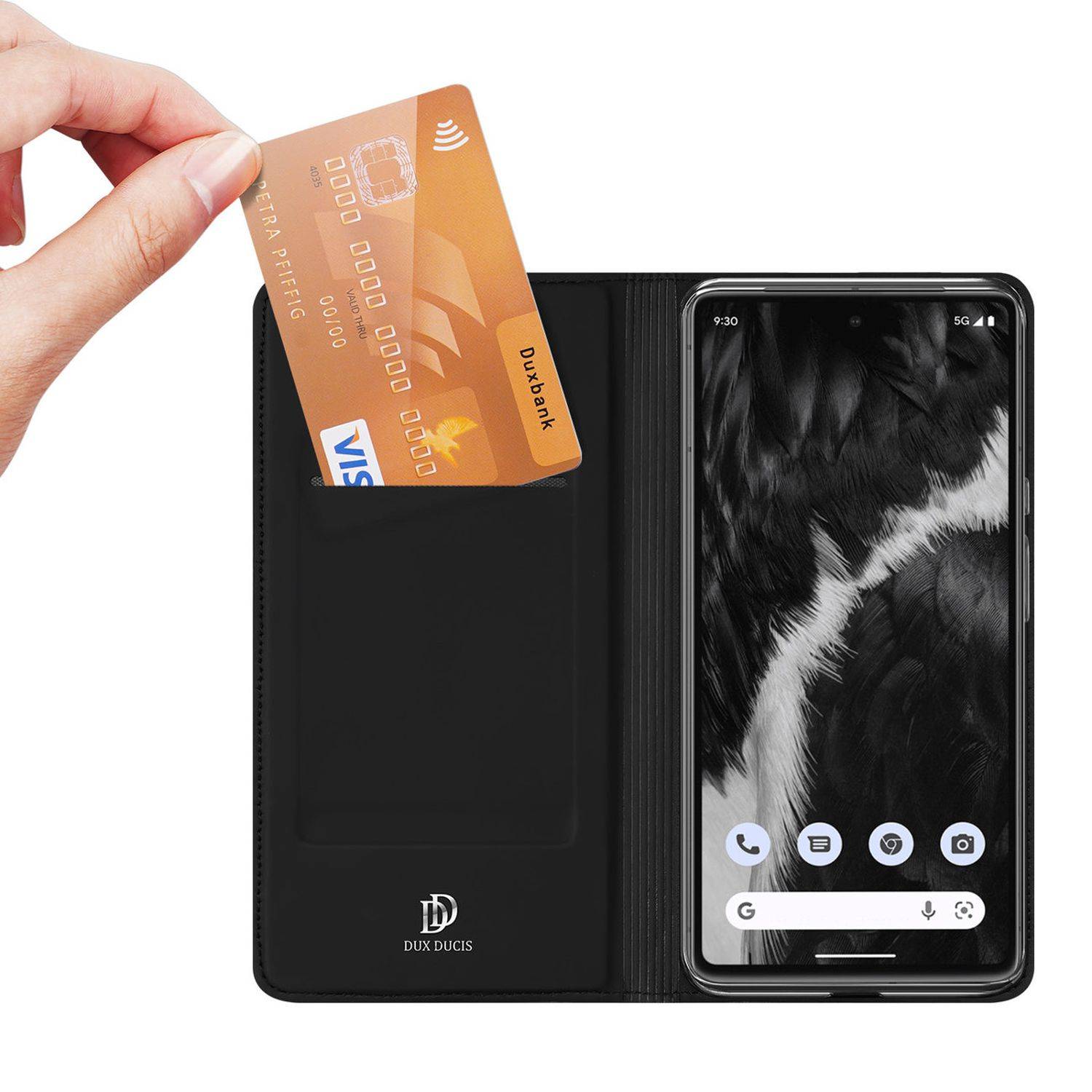 Buch Tasche kompatibel mit Google Pixel 7 Pro Hülle Etui Brieftasche Schutzhülle mit Standfunktion, Kartenfach Schwarz