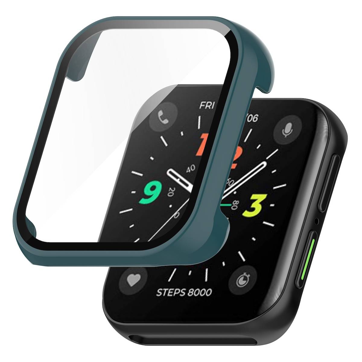 Für OPPO Watch 2 46mm Shockproof Hochwertiges Silikon Design Uhr Gehäuse Schutz Case Hülle Grün