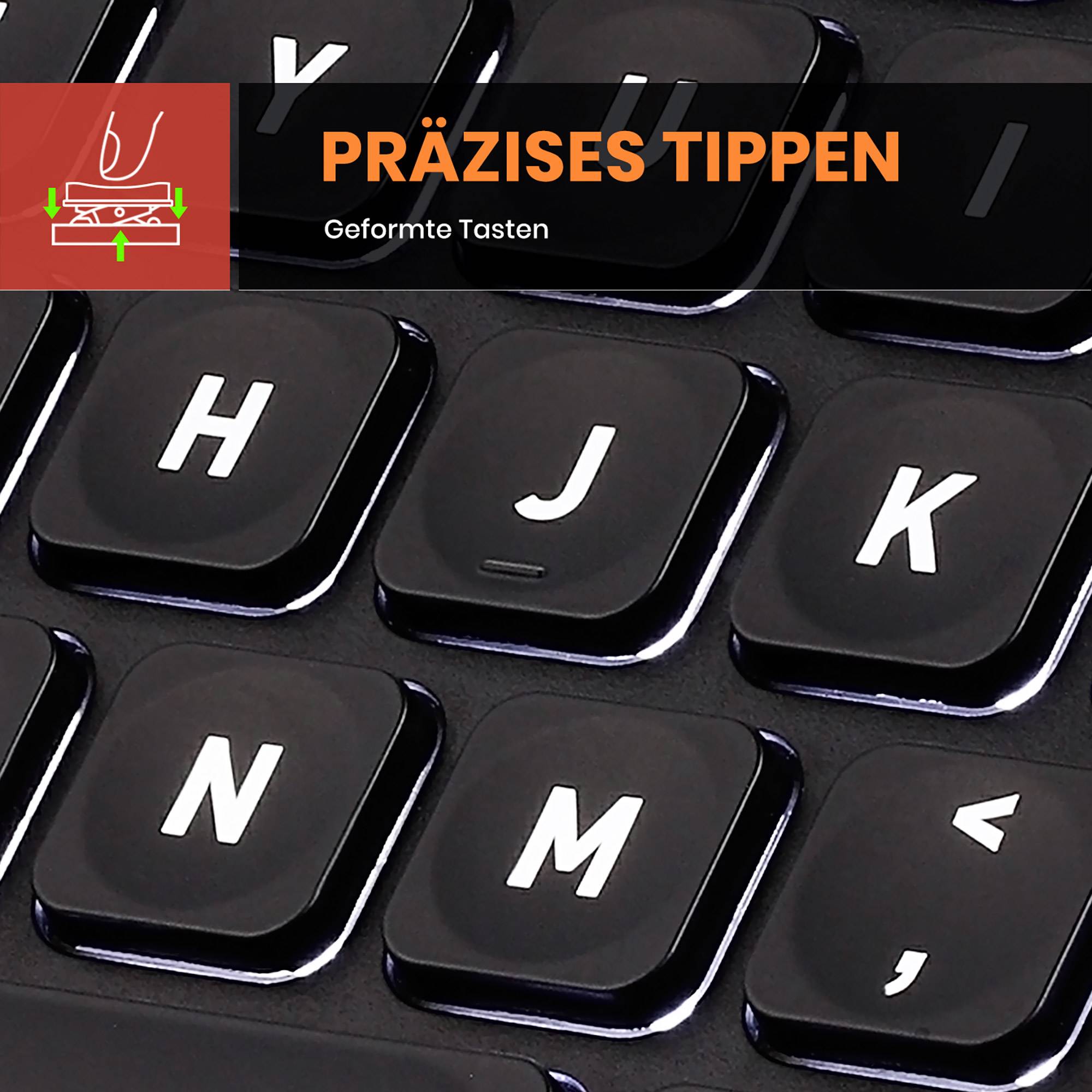 Perixx PERIBOARD-732B DE, Mini, RF kabellos + USB, QWERTZ, Schwarz