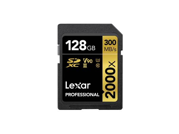 Lexar Professional 128GB SDXC-Speicherkarte, gekennzeichnet mit 300 MB/s und 2000x.