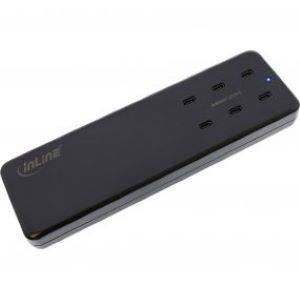 InLine Multiport Netzteil - Ladegerät - 6x USB-C - PD 3.0 - GaN - schwarz - 6-Po