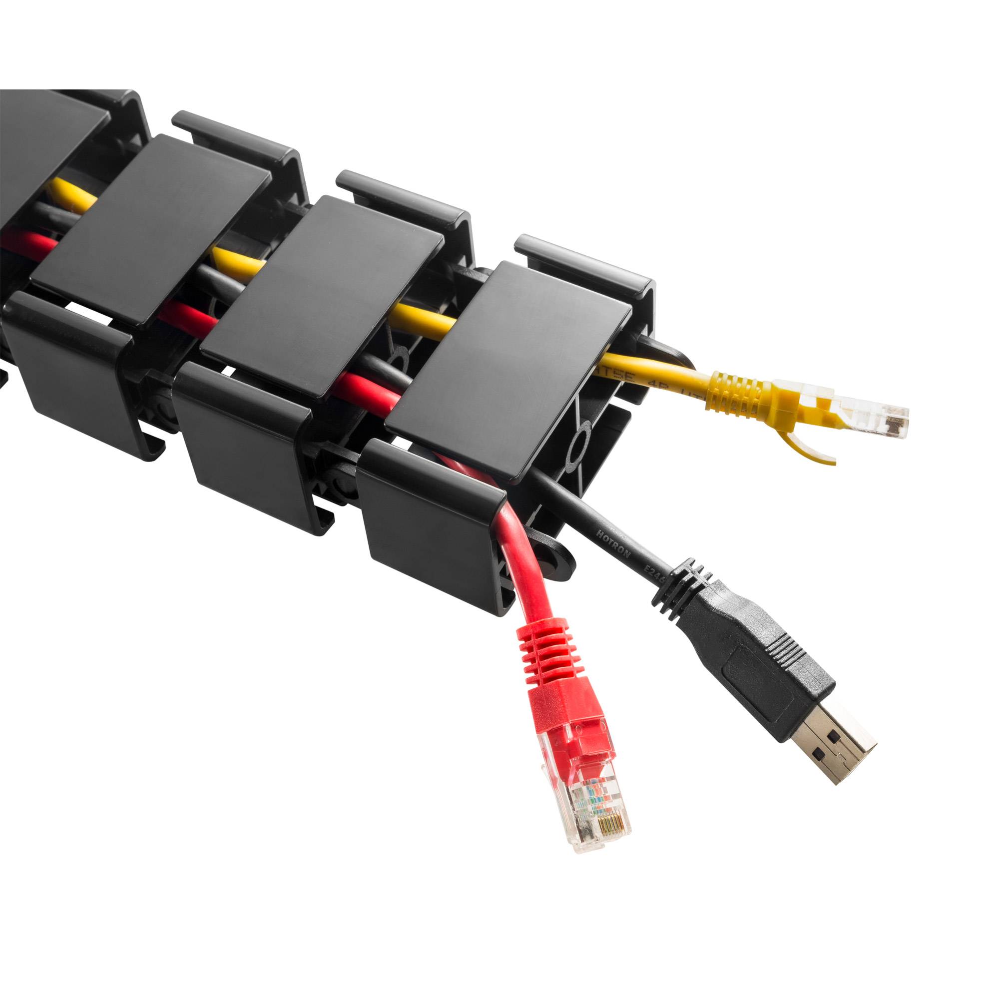 INLINE - Kabelkanal flexibel für höhenverstellbare Tische - 4 Kammern - schwarz