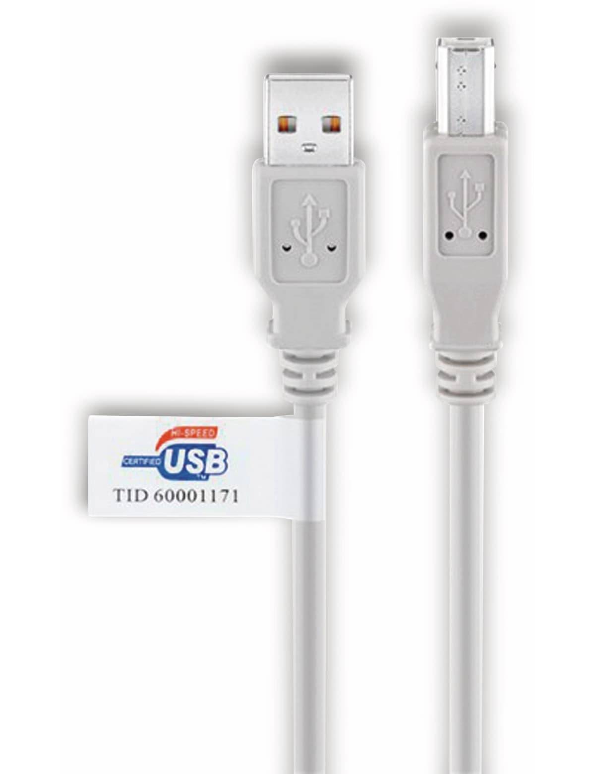 GOOBAY USB 2.0 Typ A/B Hi-Speed Anschlusskabel 50831, 2 m, grau