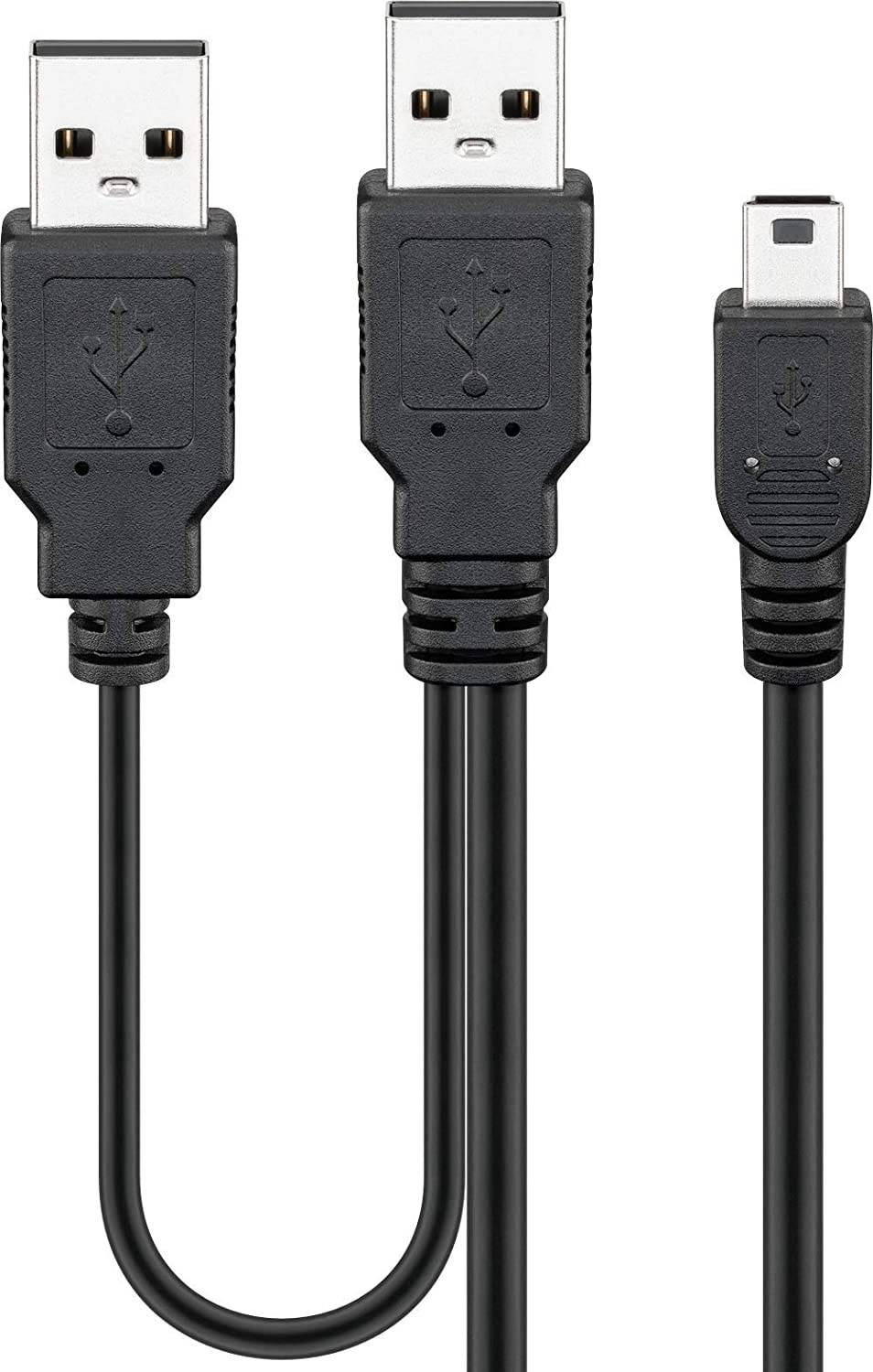 USB-Kabel USB2.0 Y-Kabel Mini B -> 2x Typ A St/St 0,60m s