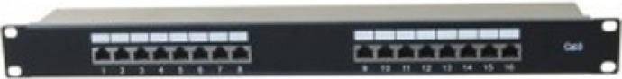 Patchfeld, Cat 6, 16 Port, STP, 1 HE, 48,30cm (19''), schwarz Cat 6 Patchfeld mit 16 Ports (257309)