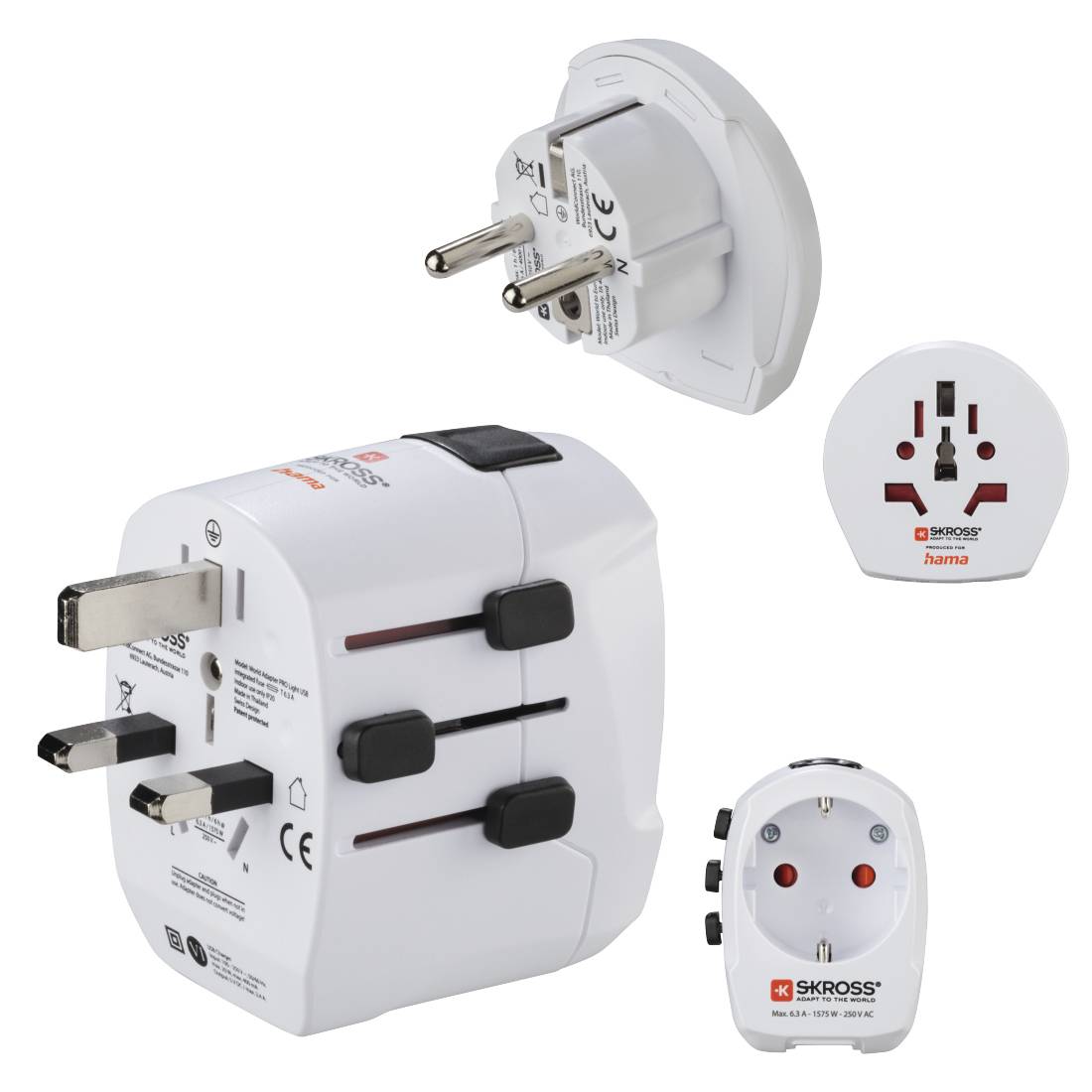 Hama Weltreiseadapter Set World Travel Pro Light USB 3-polig 2x USB - Kabel-/Adapterset - Digital/Daten