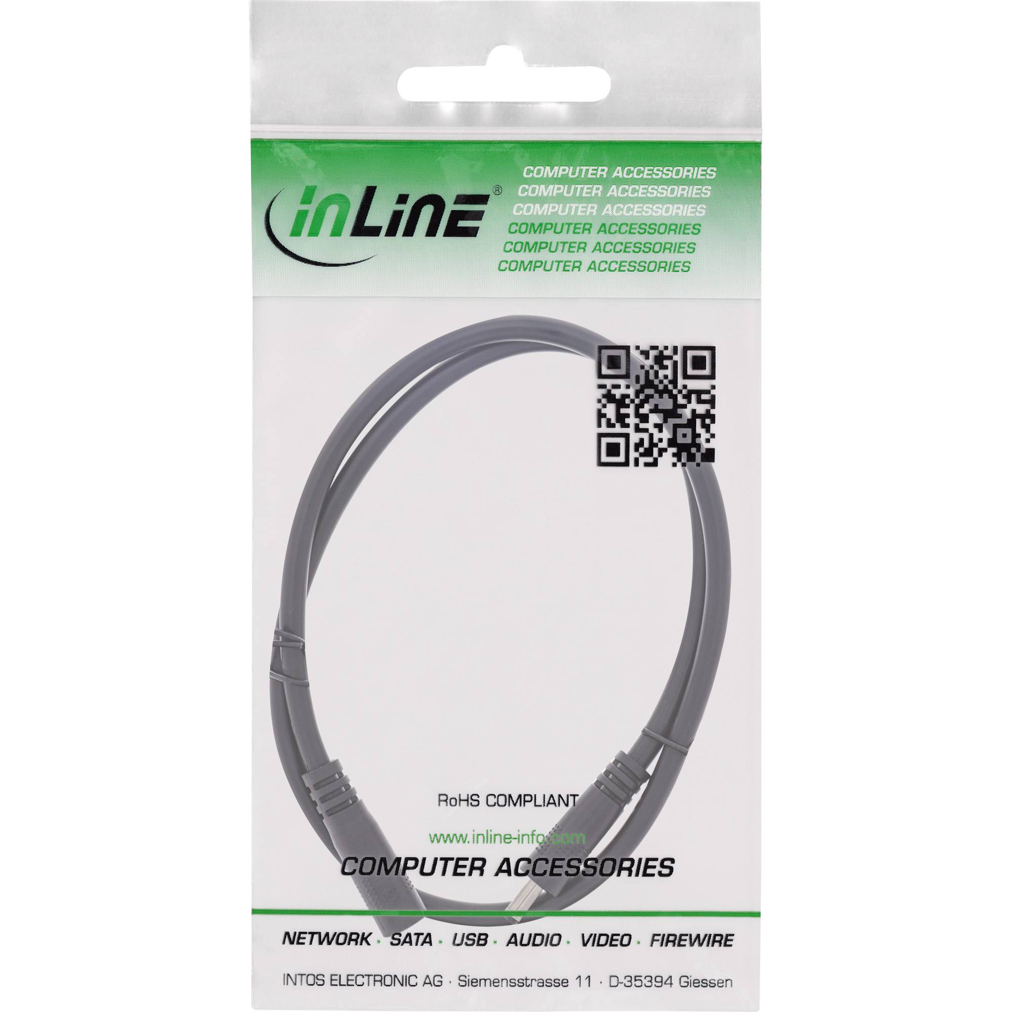 INLINE - DC Verlängerungskabel - DC Stecker/Buchse 3,5x1,35mm - AWG 18 - schwarz 2m