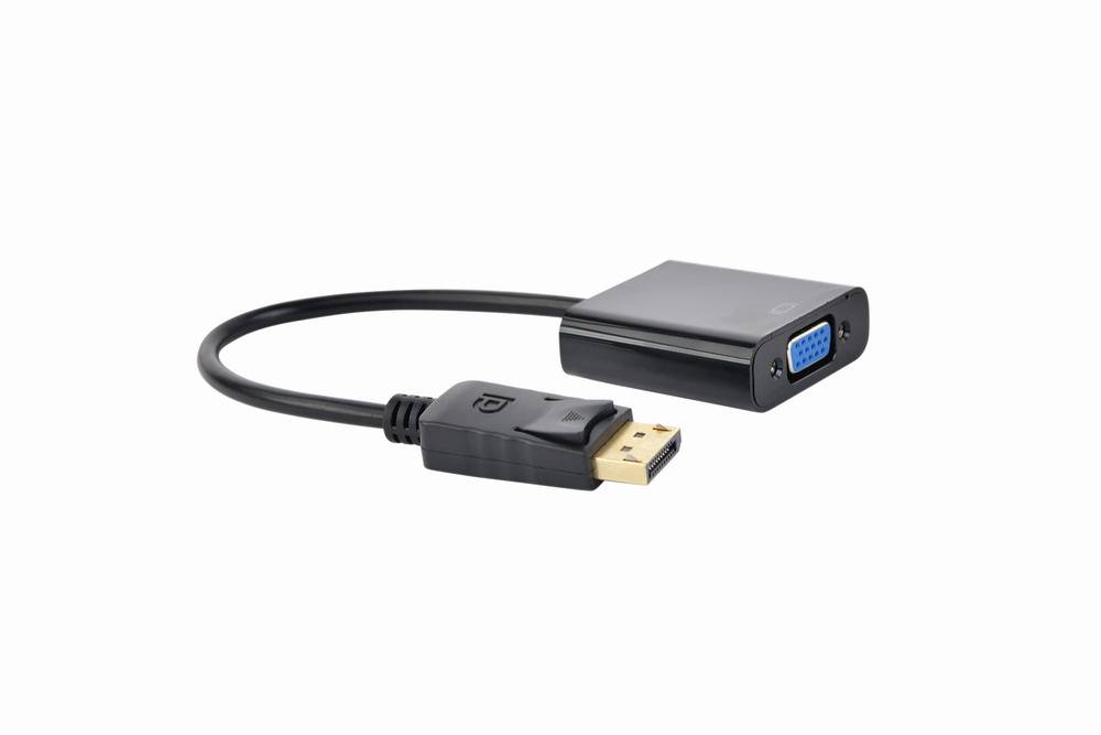 DisplayPort zu VGA Adapterkabel mit schwarzem Stecker und blauem VGA-Anschluss