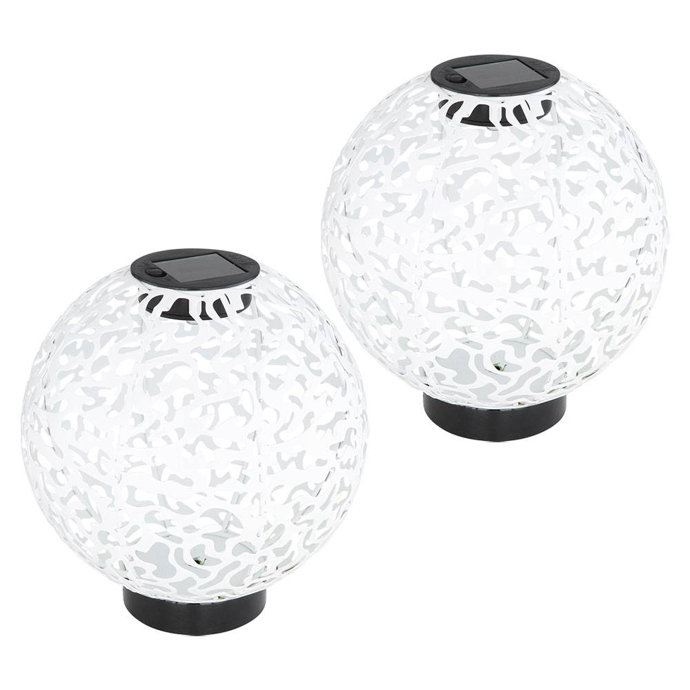 Solarkugel Solar Lampe Outdoor Garten Kugel LED 20 cm Balkon Deko Leuchte, Lichteffekt Orientalisches Design in Betonoptik, 3000K, DxH 20x21 cm
