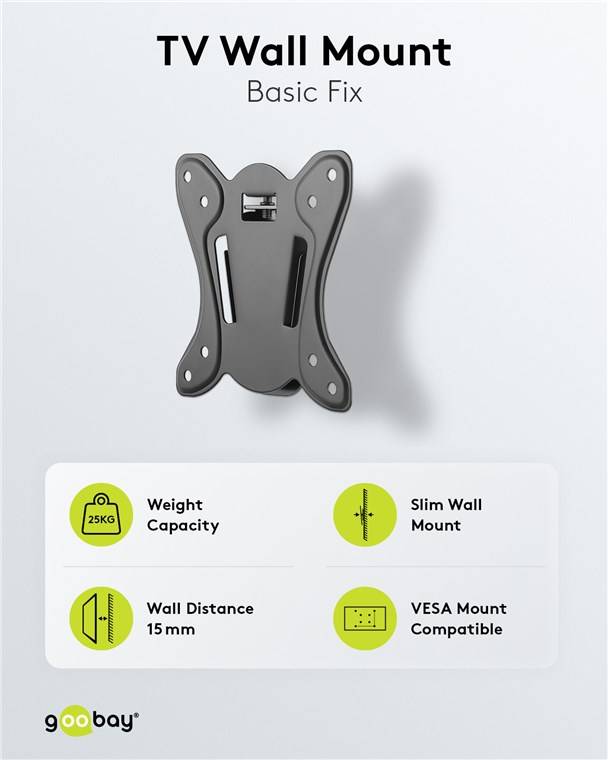Goobay TV-Wandhalterung Basic Fix (Größe S) - Halterung für Fernseher und Monitore zwischen 23 und 42 Zoll (58-107 cm) b