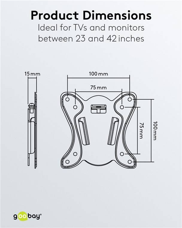 Goobay TV-Wandhalterung Basic Fix (Größe S) - Halterung für Fernseher und Monitore zwischen 23 und 42 Zoll (58-107 cm) b