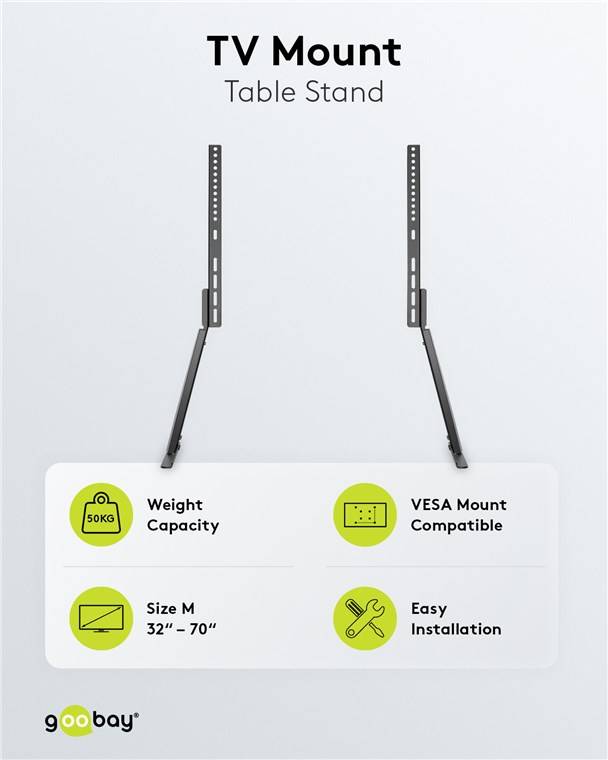 Goobay TV-Standfüße - Halterung für Fernseher und Monitore zwischen 32 und 70 Zoll (81-178 cm) bis 50 kg, neigbar