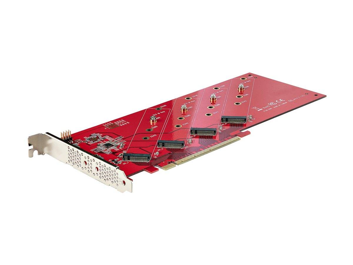 StarTech.com Quad M.2 PCIe Adapter Card, x16 Quad NVMe or AHCI M.2 SSD to PCI Express 4.0, Up to 7.8GBps/Drive, For 2242