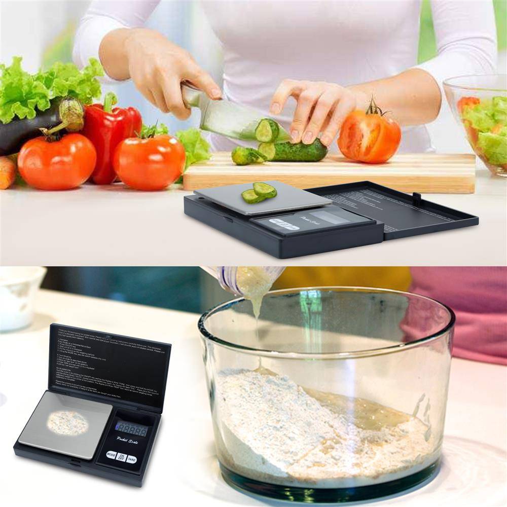 Intirilife Digitale Feinwaage in SCHWARZ – 200g Elektronische Taschenwaage mit Tara Funktion und LCD-Display – Extrem Präzise Digitalwaage für S