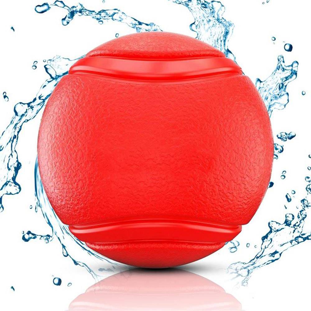 Intirilife Hunde Gummiball 7cm in KNALL ROT – Hundeball Haustier Spielzeug mit 7 cm Durchmesser ideal zur Zahnreinigung – Bissfest, Geruchsneutral