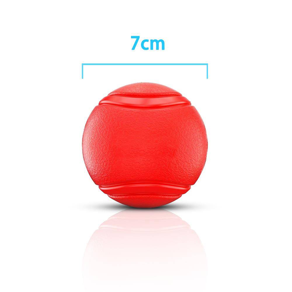 Intirilife Hunde Gummiball 7cm in KNALL ROT – Hundeball Haustier Spielzeug mit 7 cm Durchmesser ideal zur Zahnreinigung – Bissfest, Geruchsneutral
