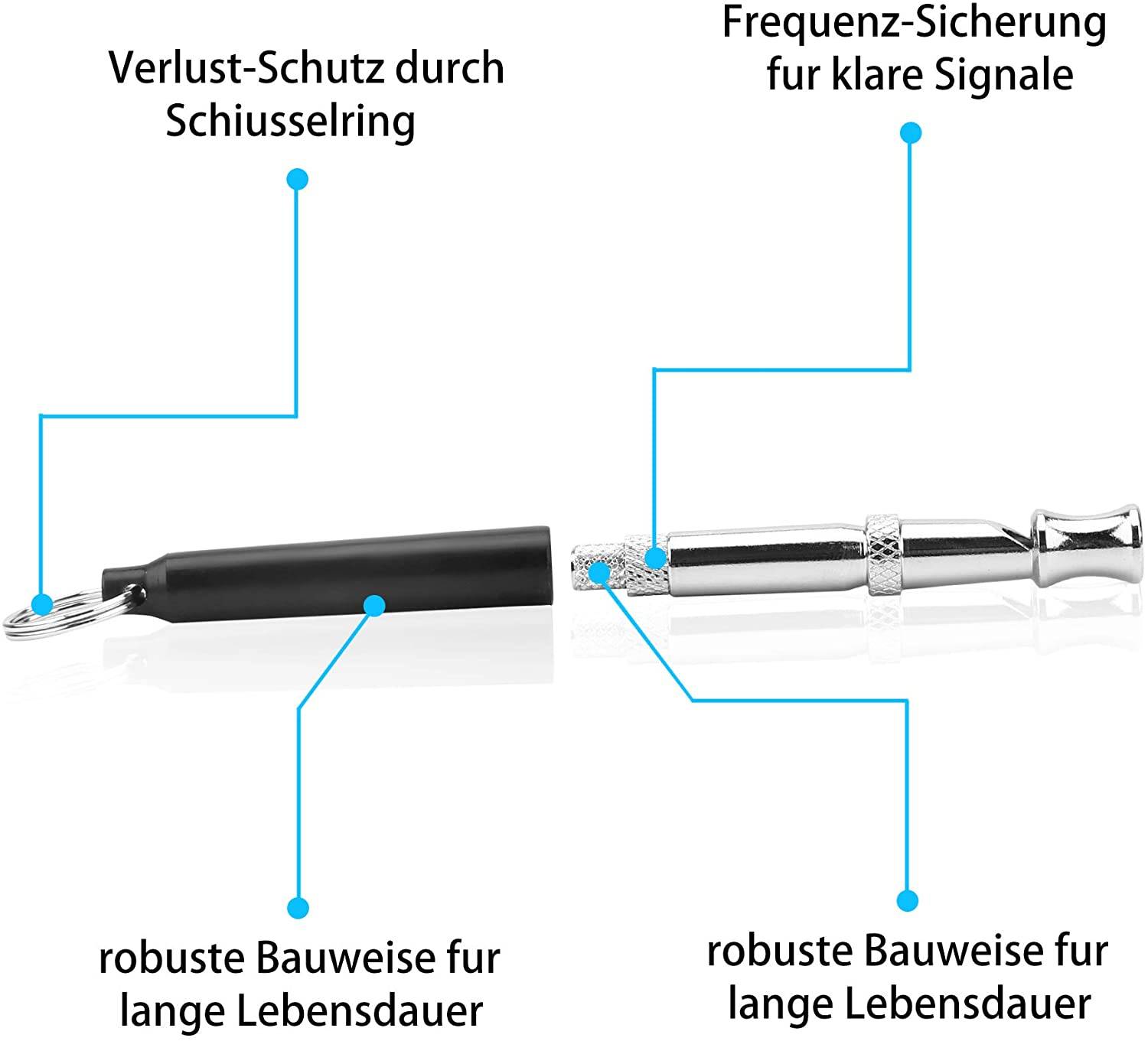Intirilife Hundepfeife in SCHWARZ – Hunde Trainingspfeife mit Umhänge Band mit einstellbarer Frequenz zur Welpen-Erziehung und Hunde-Schulung