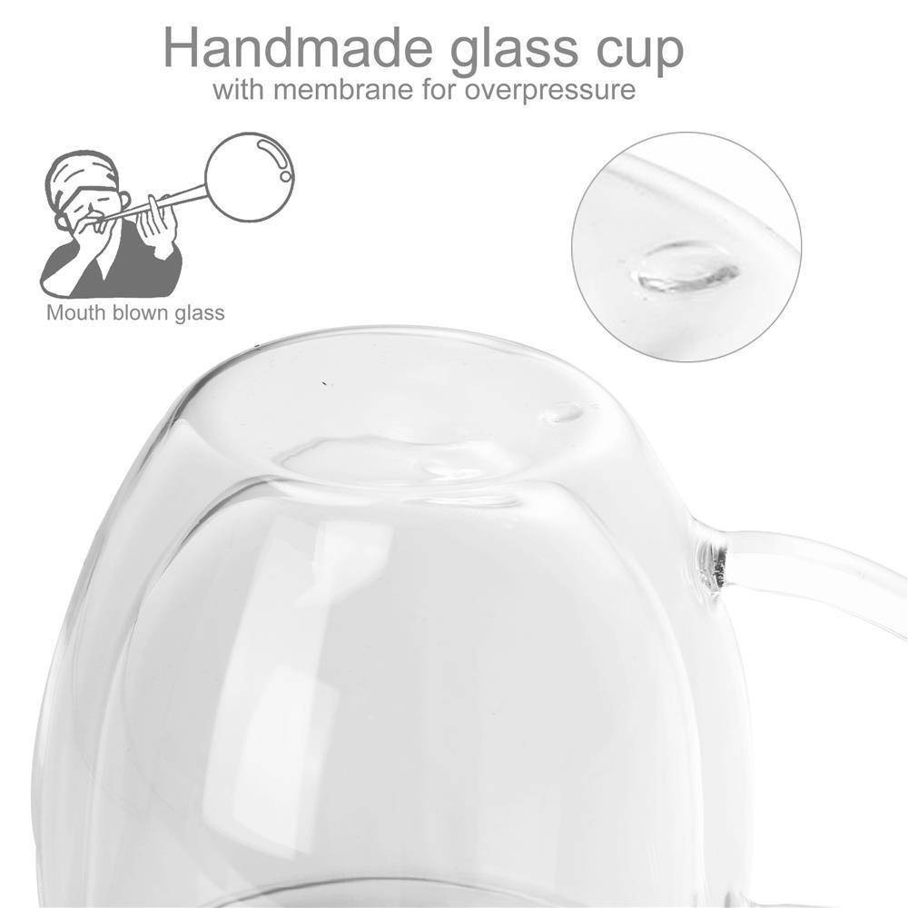 Intirilife 4x Doppelwandiges Thermo Glas Set in 200 - 300ml – Mundgeblasen isoliert für Latte Macchiato, als Teeglas oder Kaffeeglas Spülmaschinen