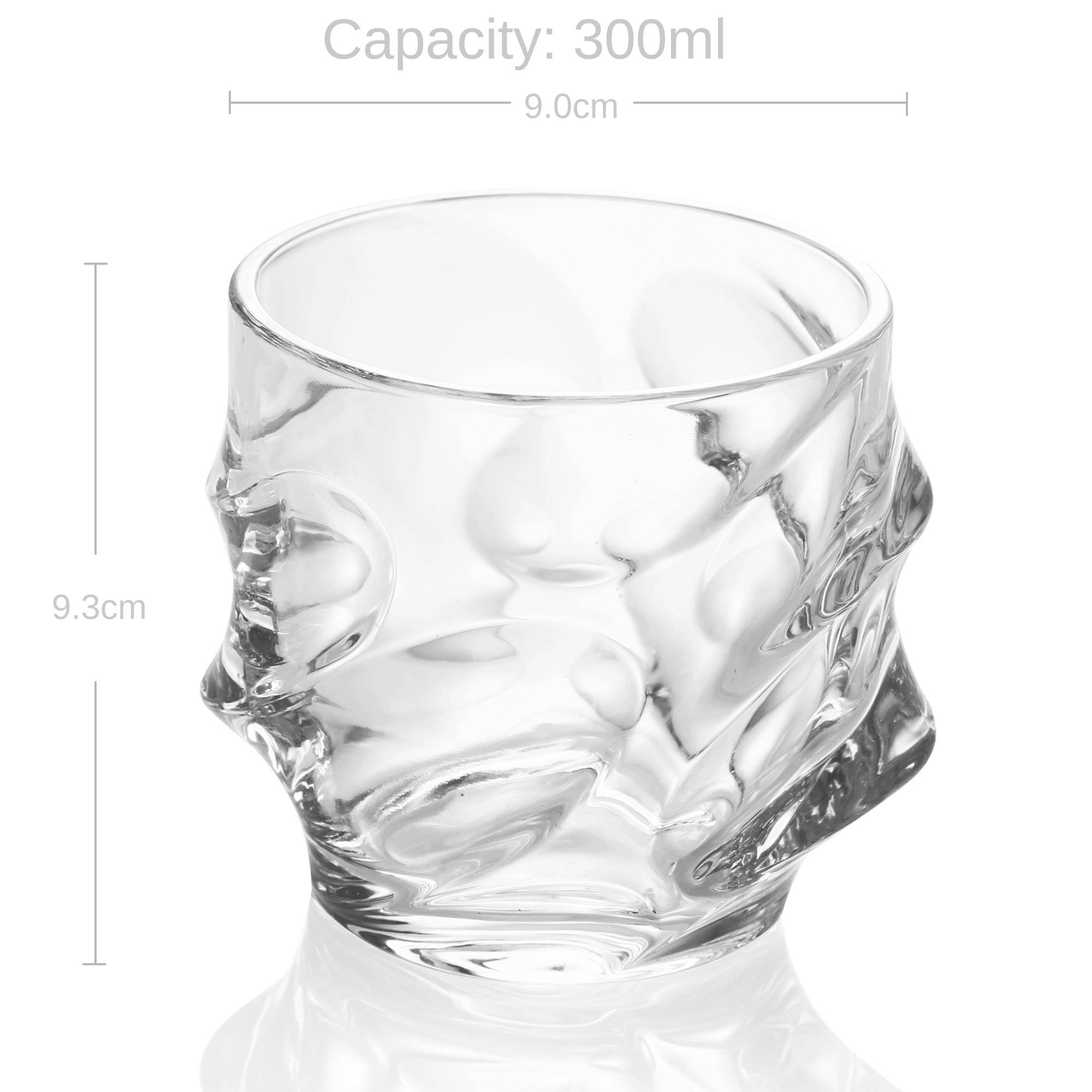Intirilife 4x Whisky Glas in KRISTALL KLAR 'SCULPTURED' – Old Fashioned Whiskey Kristallglas Bleifrei im Sculpture Design spülmaschinengeeignet per