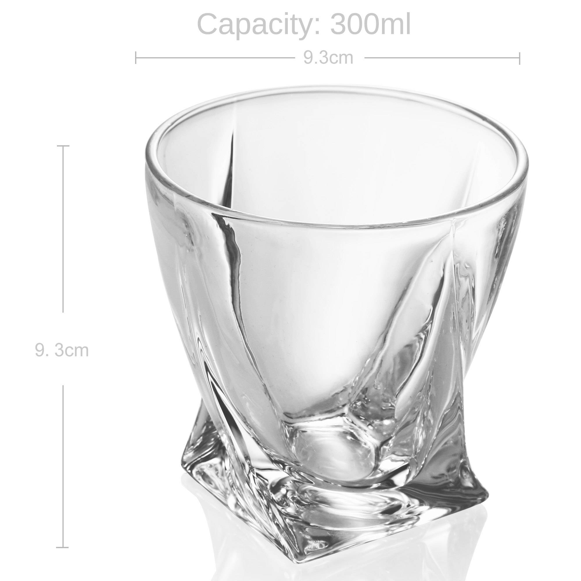 Intirilife 4x Whisky Glas in KRISTALL KLAR 'TWISTED' – Old Fashioned Whiskey Kristallglas Bleifrei im Sculpture Design spülmaschinengeeignet perfek