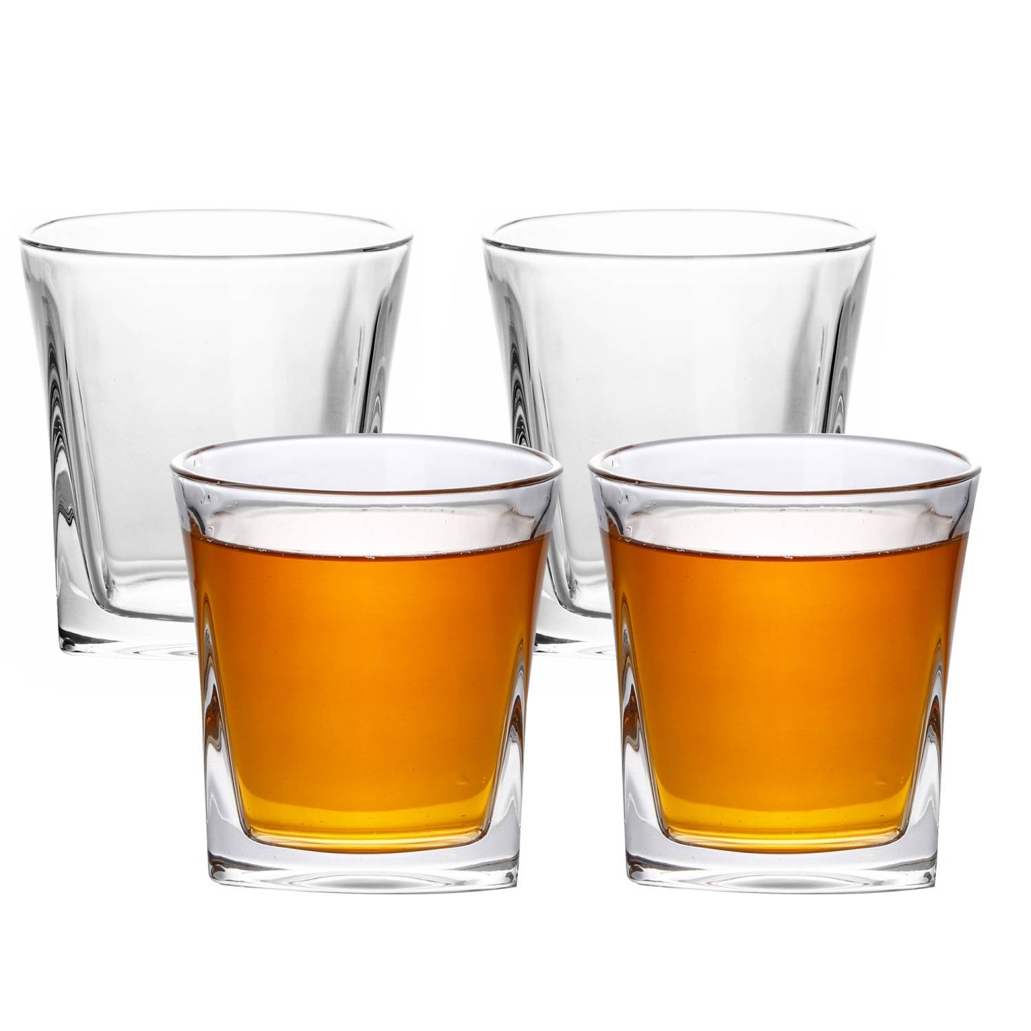 Intirilife 4x Whisky Glas in KRISTALL KLAR 'VINTAGE'– Old Fashioned Whiskey Kristallglas Bleifrei im Sculpture Design spülmaschinengeeignet perfekt