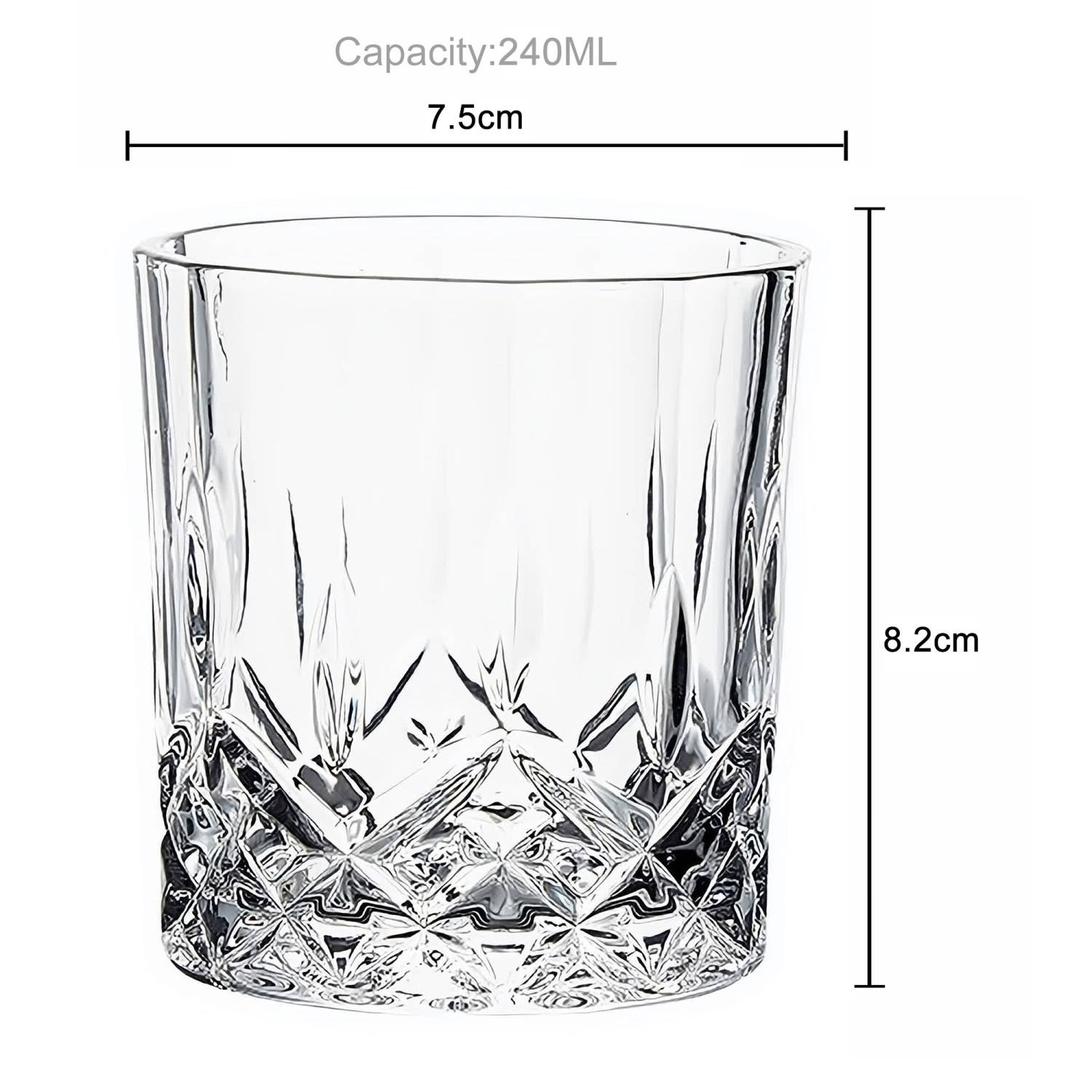 Intirilife Getränke Glas - 6er Pack Kristallglas - 200ml, nobles Glas, Glaskunst