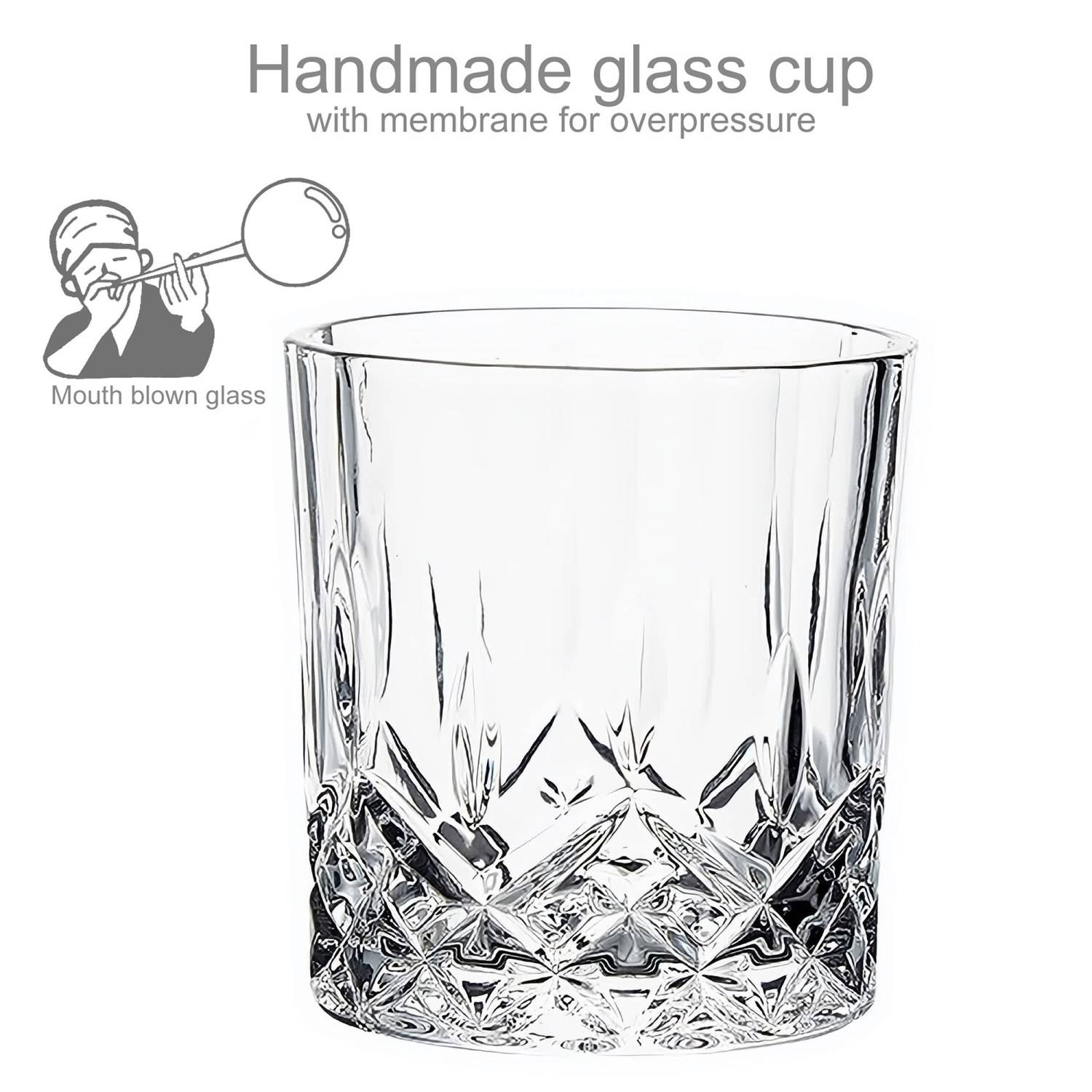 Intirilife Getränke Glas - 6er Pack Kristallglas - 200ml, nobles Glas, Glaskunst