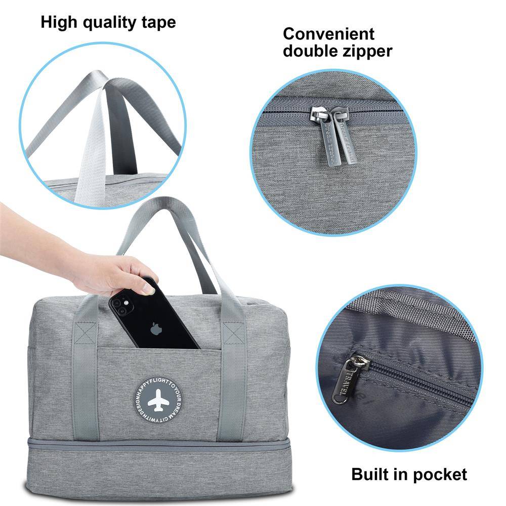 Intirilife Wasserfeste Reisetasche in GRAU – Geräumige Textil Tasche aus wasserabweisendem Oxford Gewebe perfekt geeignet für Ausflüge, Urlaub, R