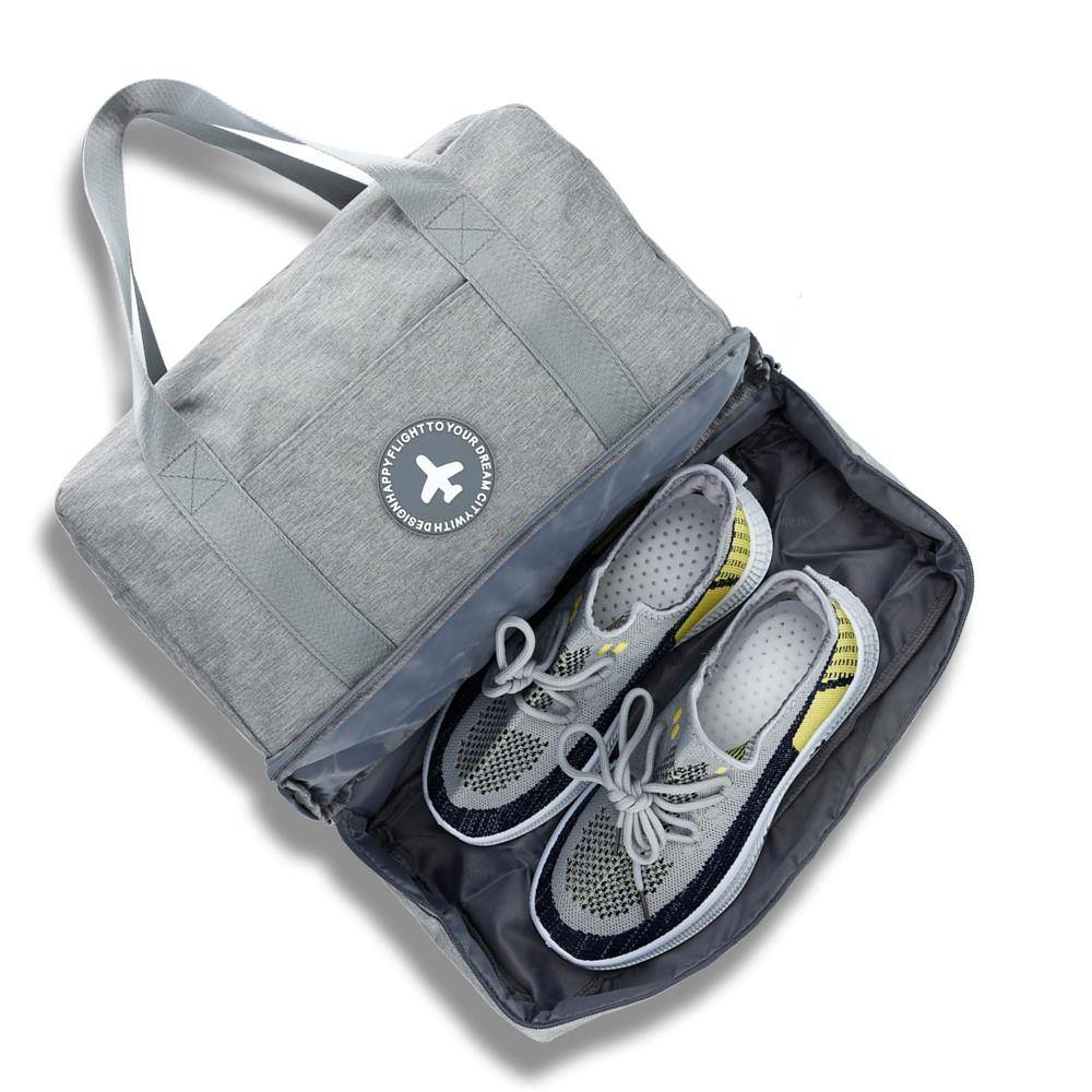 Intirilife Wasserfeste Reisetasche in GRAU – Geräumige Textil Tasche aus wasserabweisendem Oxford Gewebe perfekt geeignet für Ausflüge, Urlaub, R